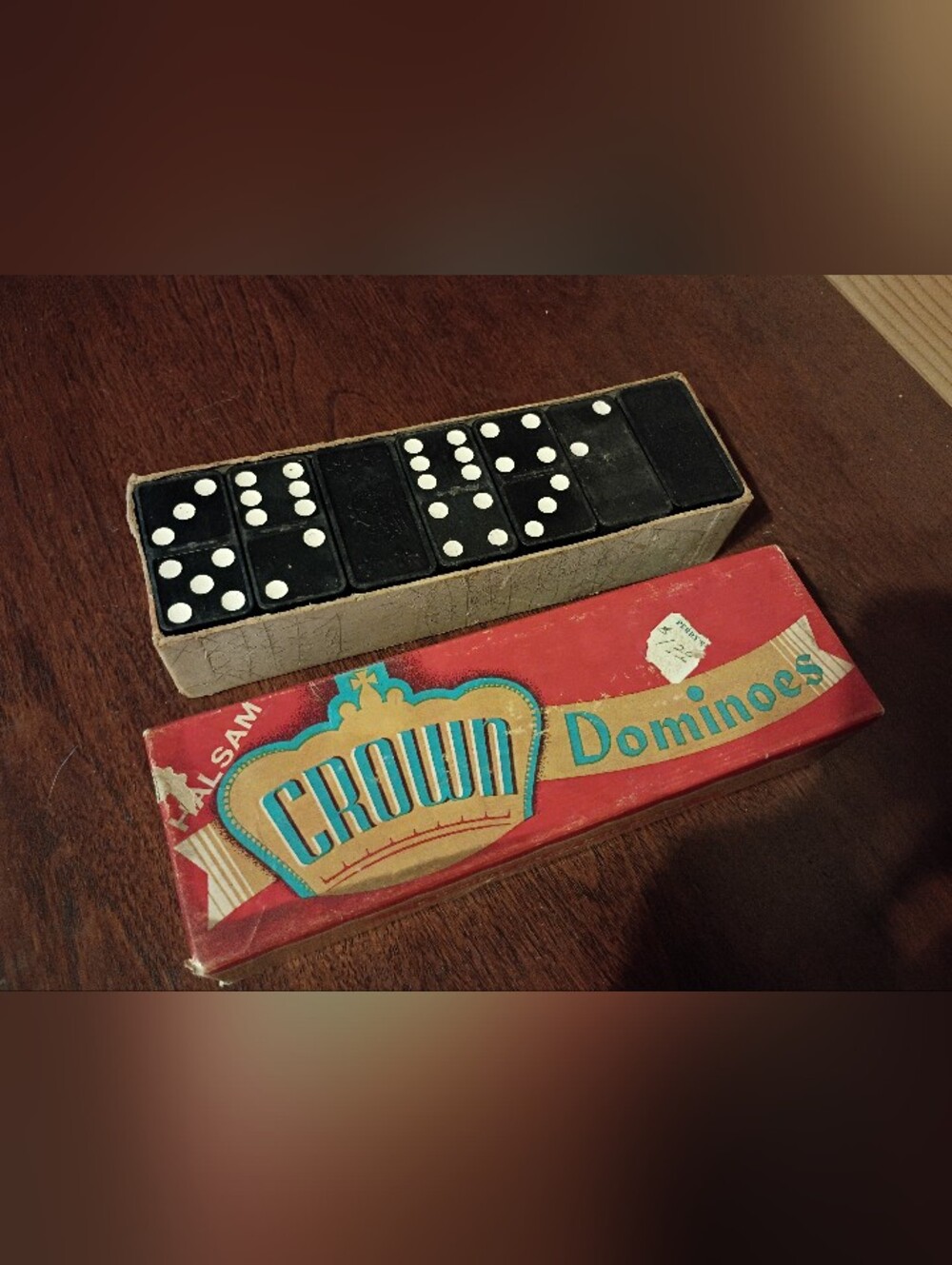2 Vintage Crown Double Six No. 220 Domino Sets Complete In Box